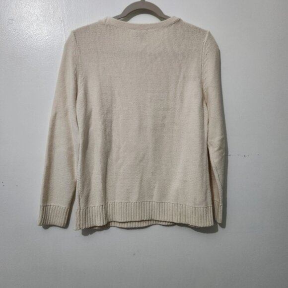 Talbots Cream Anchor Nautical Knit Pullover Sweater Size Medium Petite Women’s - Picture 6 of 6
